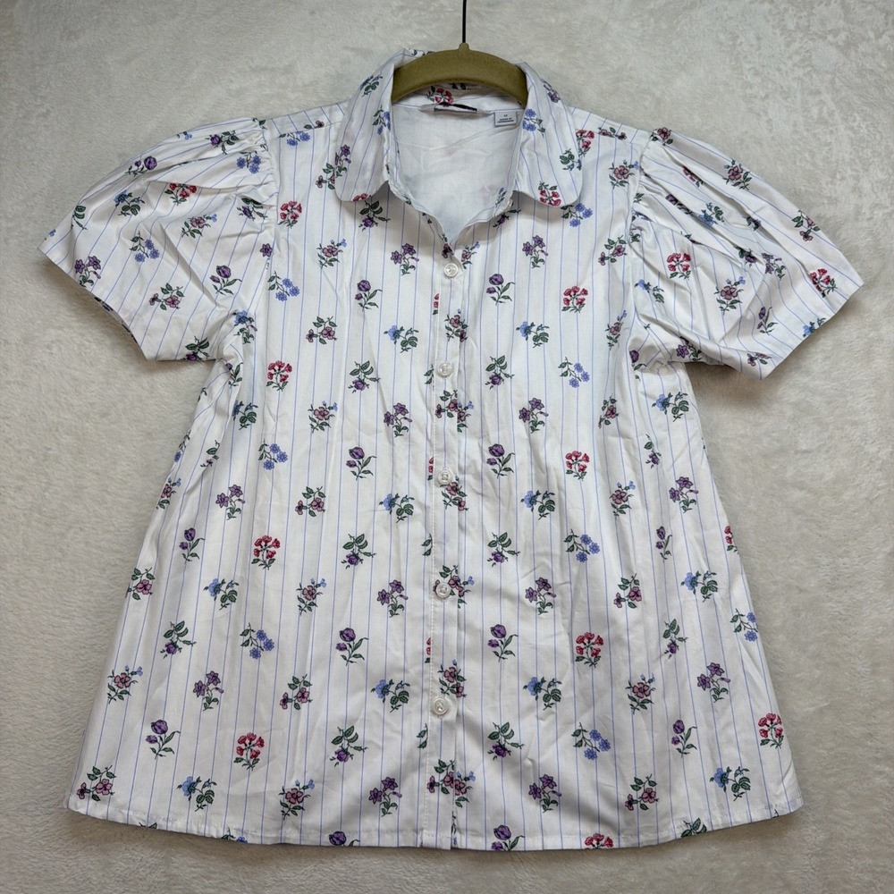 Janie and Jack Girls Floral Blouse Top Size 12 Button Up Summer Shirt